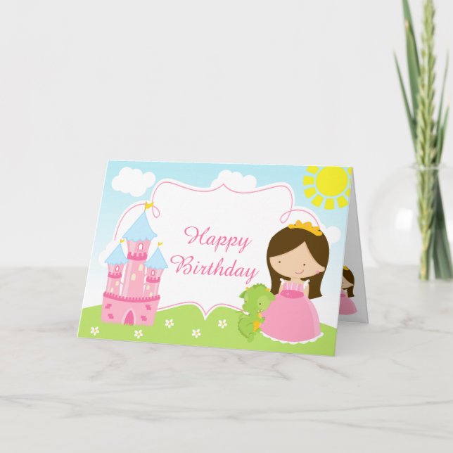 Carte Brunette Cheveux Princesse et Dragon  (Devant)