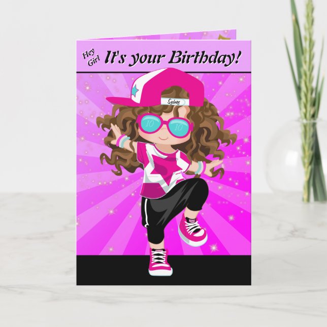 Carte Brunette Girls Hip hop Joyeux anniversaire (Devant)