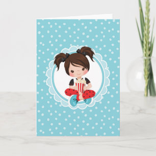 Carte Brunette Vidéo Fille De Nuit Avec Popcorn