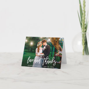 Carte Brush moderne Script photo amour Merci Mariage Not