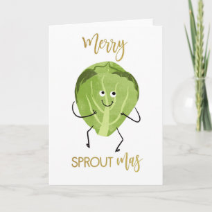 Carte brussel sprout drôle noël salutations vert