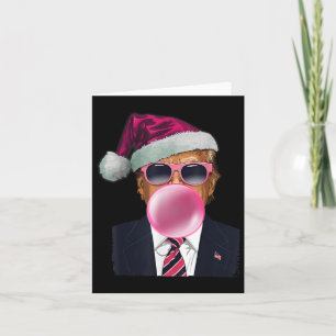 Carte Bubblegum Trump souffler bulle gomme Noël rose