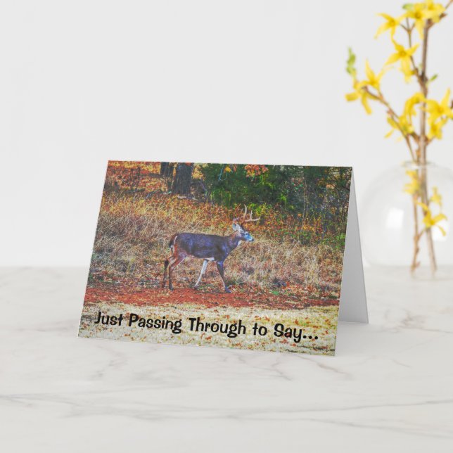 Carte Buck Deer Art Pun Funny Birthday Card (Fleur jaune)