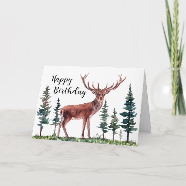 Carte Buck Deer Joyeux Anniversaire Personnalisé (Devant)