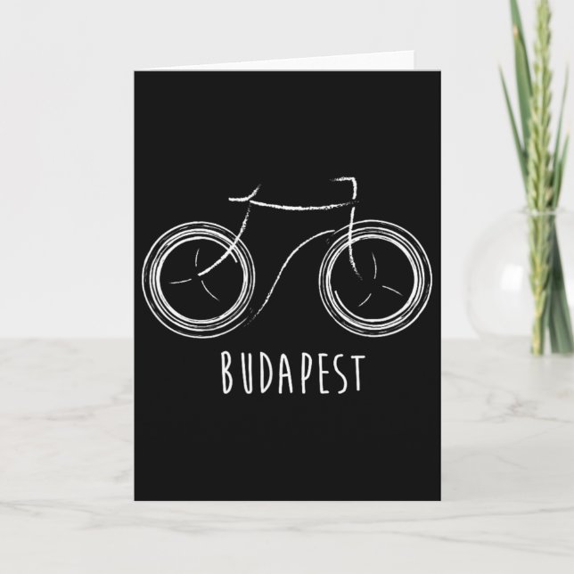 Carte Budapest Hongrie Vélo Rétro Vintage Mignon  (Devant)
