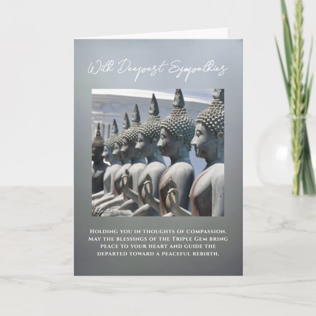 Carte Buddhist Sympathy Card with Peaceful Buddha Statue (Devant)