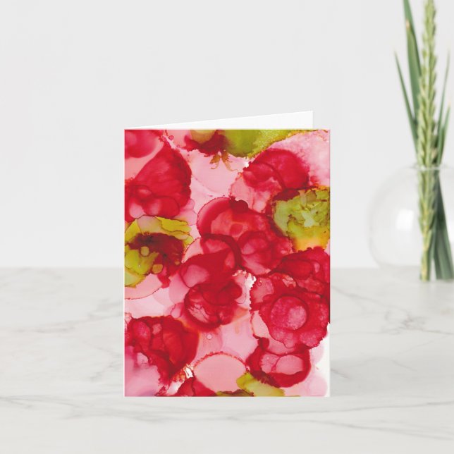 Carte "Budding Red" - Alcool Ink Art Imprimer (Devant)
