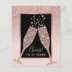 Carte Budget Blush Pink Champagne 21e Anniversaire
