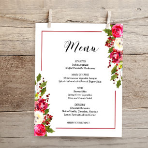 Carte Budget Christmas Floral Menu
