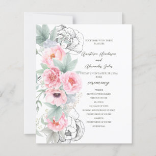 Carte Budget Floral Wedding Program.