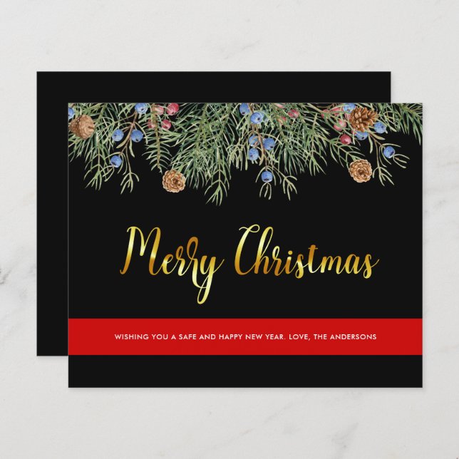 Carte Budget Pompier Noël Mince ligne rouge (Devant / Derrière)