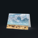 Carte Buffalo au-dessous des montagnes grandes de Teton<br><div class="desc">Cette photo comporte le bison sur la prairie au-dessous de la chaîne de Teton grande. Couleurs de chute sur la chaîne de montagne grande de Teton. Le bison (ou Buffalo) émigrent hors du parc national de Yellowstone en hiver.</div>