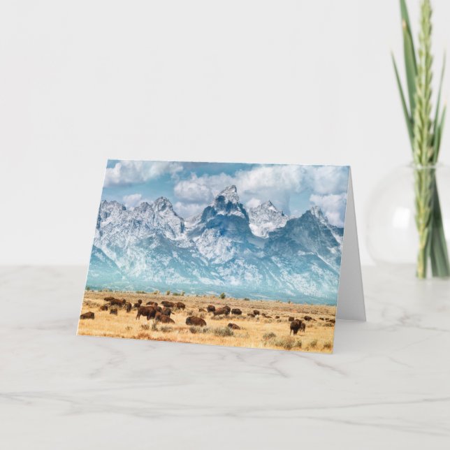 Carte Buffalo au-dessous des montagnes grandes de Teton (Devant)