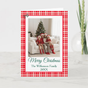 Carte Buffalo Check Style Cadre photo Joyeux Noël