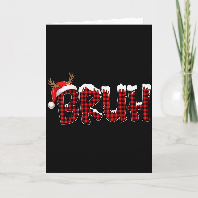 Carte Buffalo Plaid Bruh Santa Hat Christmas Xmas Pajama (Devant)