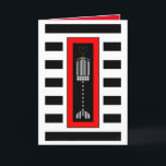 Carte Buffalo Plaid Hanoukka Menorah<br><div class="desc">Un hanukkiah à plis de buffle rayé est surmonté de flammes cardiaques colorées dans un cadre rouge audacieux et superposé sur des rayures noires et blanches audacieuses. Carte intérieure avec "Hanoukka Blessings !" et est bordée et coordonnée pour votre plaisir d'écriture. ~ karyn</div>