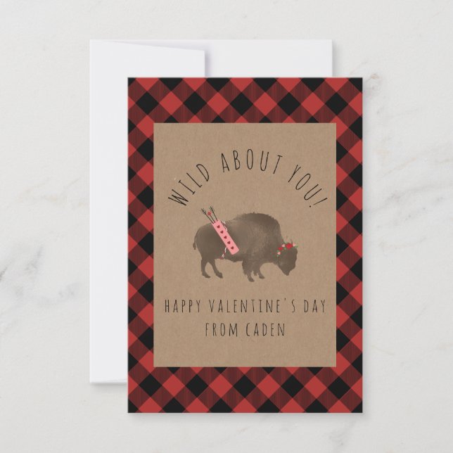 Carte Buffalo Plaid Wild About You Photo Valentine (Devant)