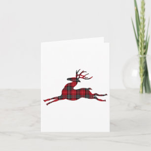 Carte Buffle rouge vert Plaid Deer Reindeer Head Christy