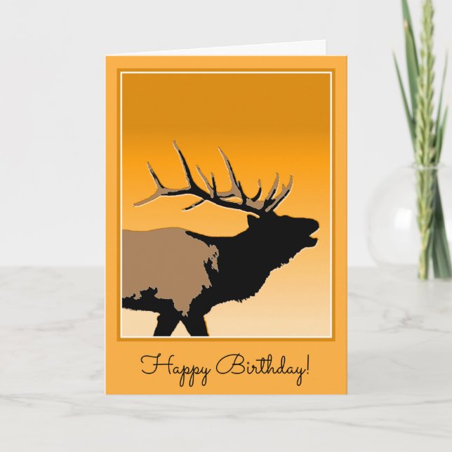 Carte Bugling Elk at Sunset - Art original de la faune (Devant)