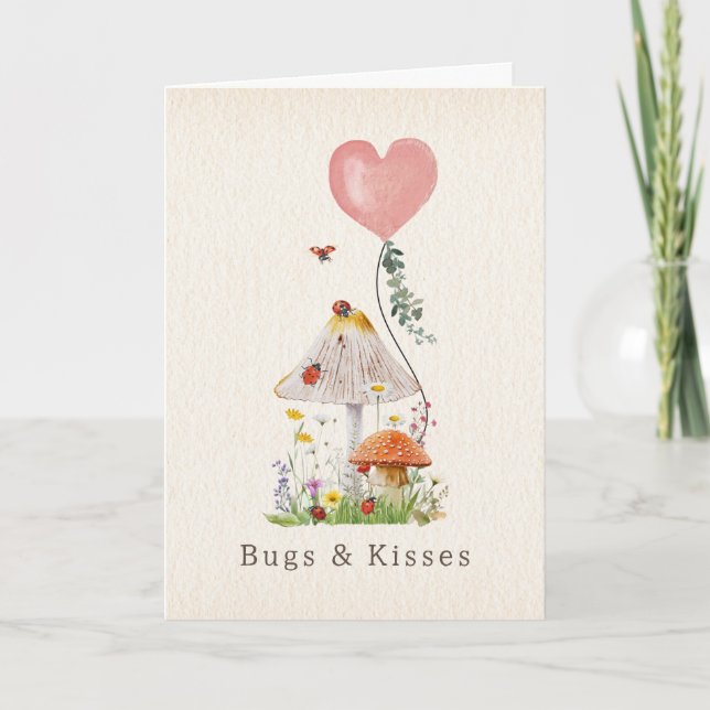 Carte Bugs & Baisers Ladybugs Champignons Valentine (Devant)