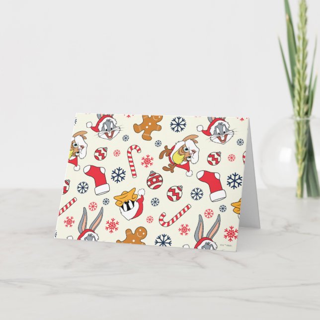 Carte BUGS BUNNY™, DAFFY DUCK™ & Lola Motif de Noël (Devant)