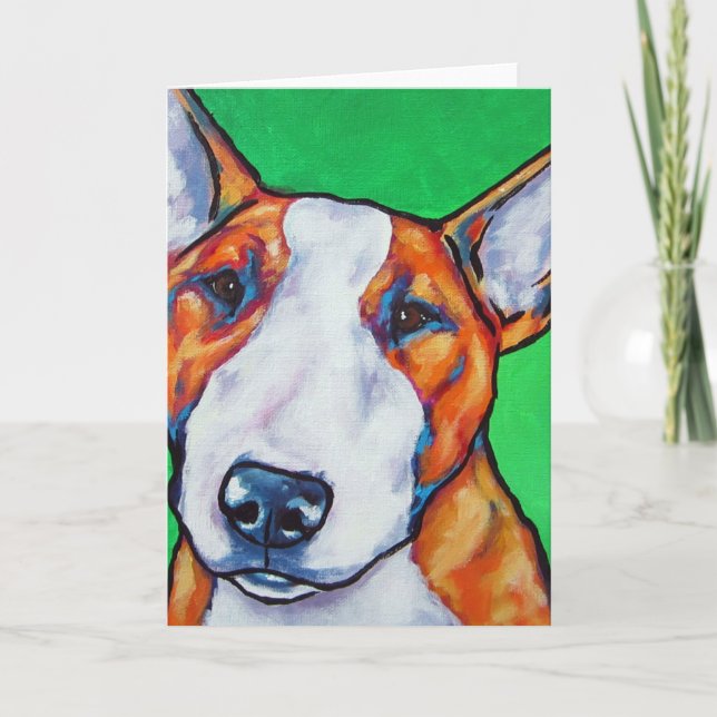 Carte Bull-terrier anglais rouge/blanc (Devant)