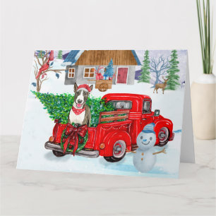 Carte Bull Terrier chien dans un camion de livraison de