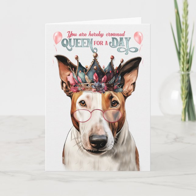 Carte Bull Terrier Dog Queen pour une journée Anniversai (Devant)