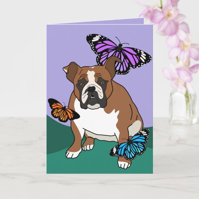 Carte Bulldog Anglais Personnalisable (Orchidée)