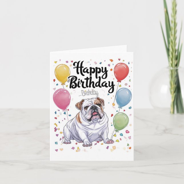 Carte Bulldog avec ballons (Devant)