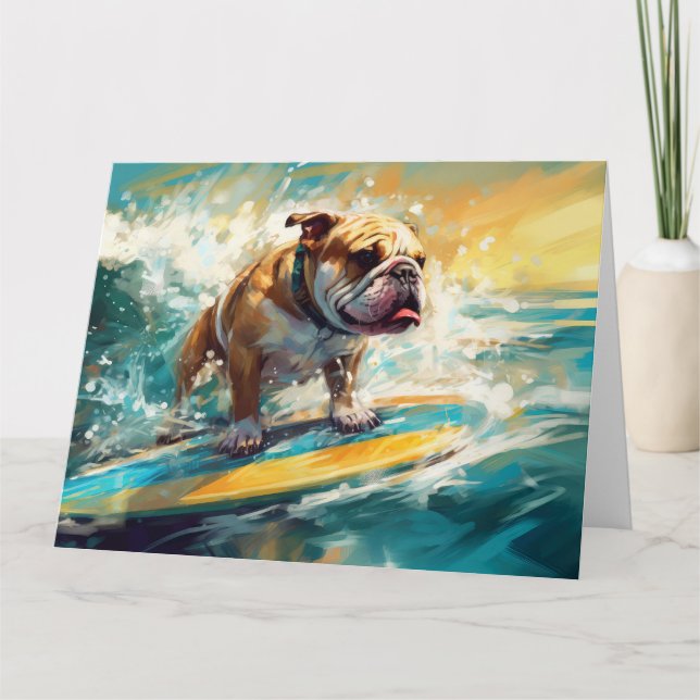 Carte Bulldog Beach Surf Peinture (Devant)
