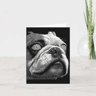 Carte Bulldog britannique hypnotique yeux bizarres weird