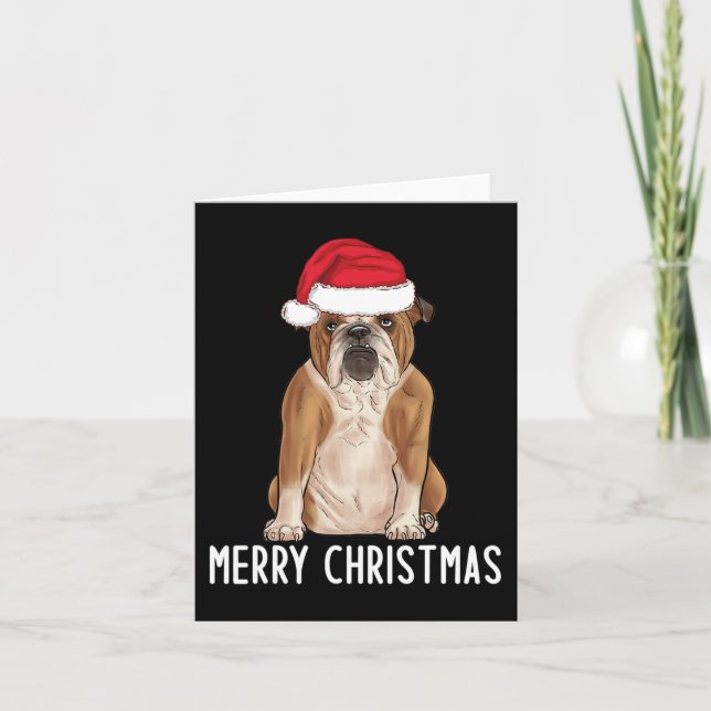 Carte Bulldog Bully Joyeux anglais Bulldog Noël 1 (Devant)