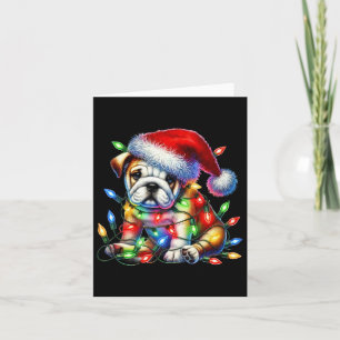 Carte Bulldog Christmas Lights Santa Hat Amoureux des ch