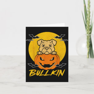 Carte Bulldog Citrouille Bullkin Halloween Drôle Amateur
