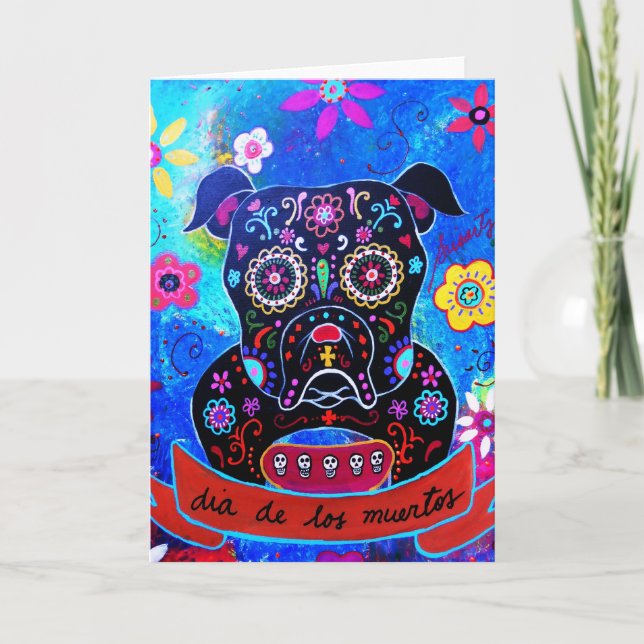 Carte Bulldog Dia de los Muertos (Devant)