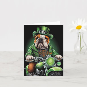 Carte Bulldog Driving Bike St. Patrick's Day