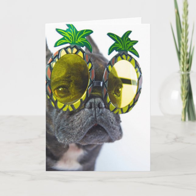 Carte Bulldog français sur la plage (Devant)