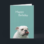 Carte Bulldog funny face custom birthday card<br><div class="desc">Bulldog funny face with tongue broing out,  dog photo porcustom happy birthday card.  great</div>