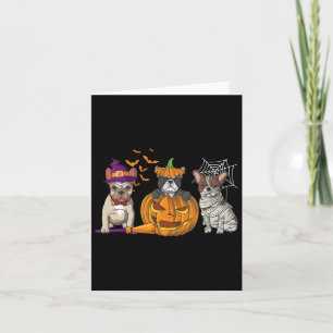 Carte Bulldog Halloween sorcière maman Citrouille amusan