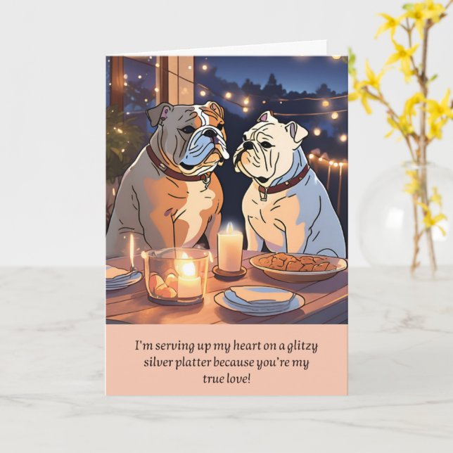 Carte bulldog message happy birthday (Fleur jaune)