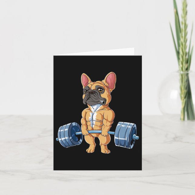 Carte Bulldog Poids Fawn Deadlift Fitness Gym Fu (Devant)