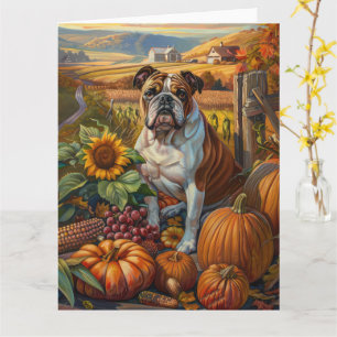 Carte Bulldog Récolte d'Automne Action de Grâce