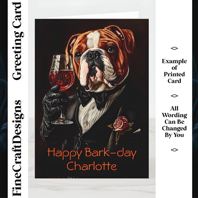 Carte Bulldog, Tuxedo, Bow Cravate Vin CR8 Personnalisé  (Créateur téléchargé)