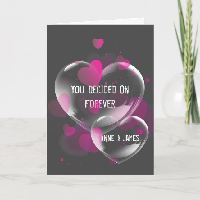 Carte Bulles cardiaques mariages sur gris (Devant)