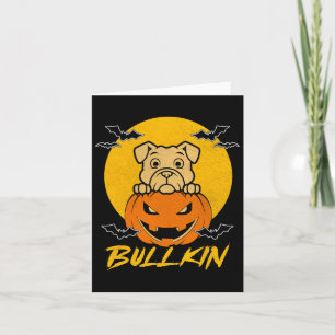 Carte Bullkin Halloween Funny Bulldog Citrouille d'Hallo