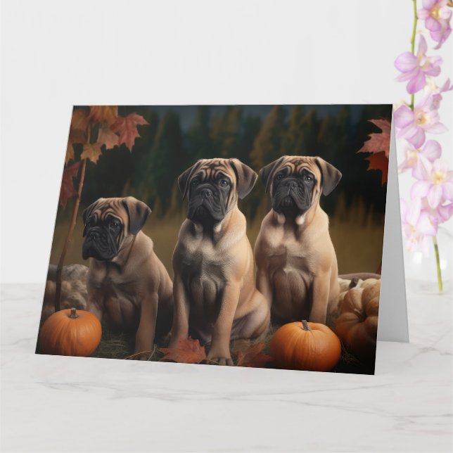 Carte Bullmastiff chiot Automne Délice Citrouille (Orchidée)