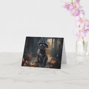 Carte Bullmastiff Citrouilles Halloween effrayant
