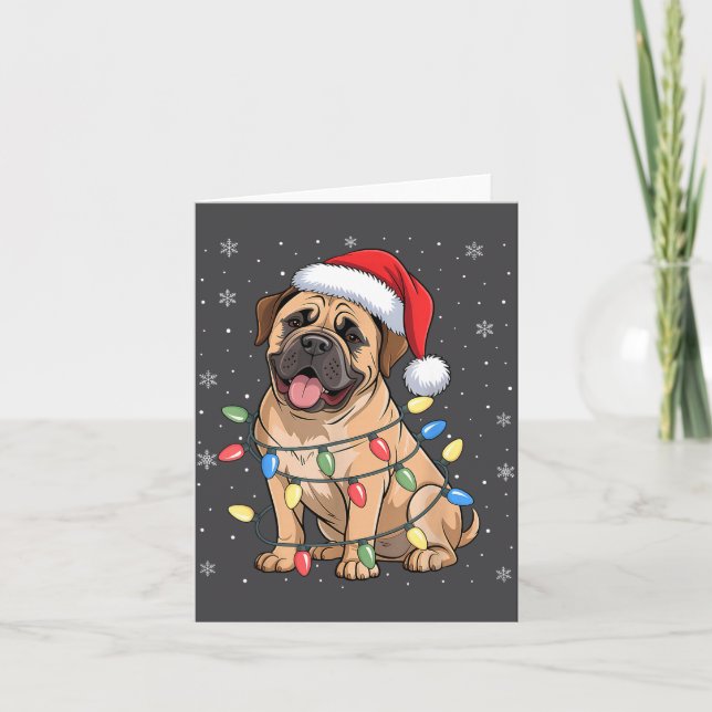 Carte Bullmastiff Dog Christmas Tree Lights Dogs Xmas Pa (Devant)