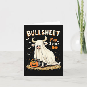 Carte Bullsheet Cow Ghost Pun Drôle Halloween Trick Ou T
